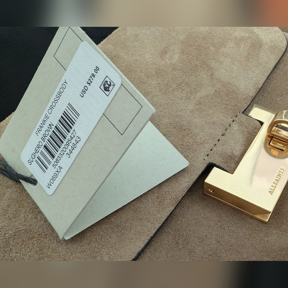 All Saints Suede Frankie Suger Hero Crossbody Bag + Dust Bag Nwt ❤️ - Picture 11 of 12